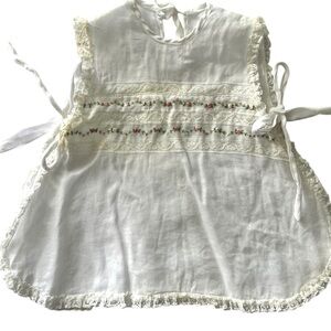 Vintage White Lace Cotton Baby Girl Dress 50s/60s Cottagecore Embroidered Floral
